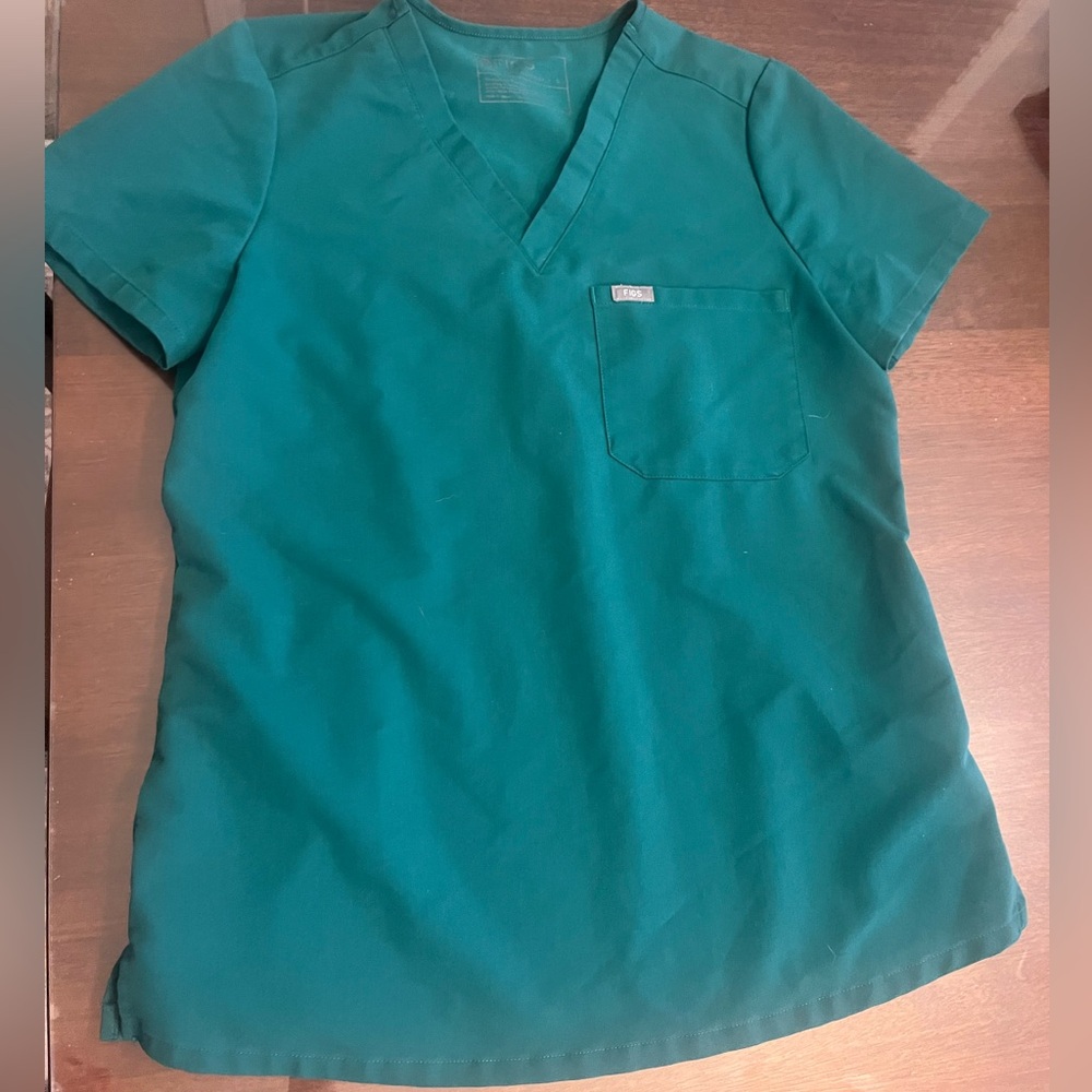 Figs Small Hunter Green Catarina Scrub Top